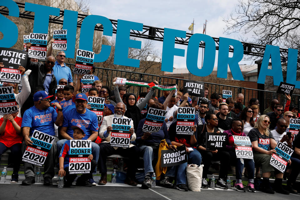 Supporters of Cory Booker's