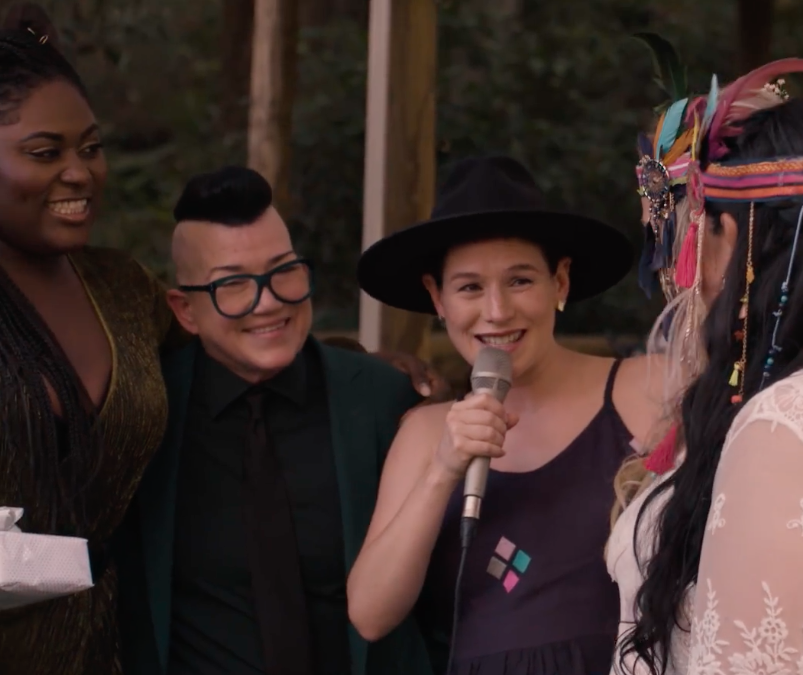 Stars of the show Lea Delaria, Yael Stone and Danielle Brooks crashed the wedding. Source: Facebook / Netflix