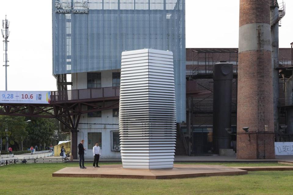 Daan Roosegaarde and the Smog Free Tower in Beijing, China.