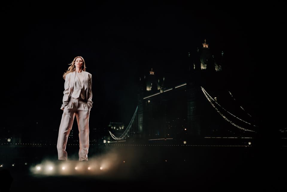 A 10 meter hologram of Gisele Bündchen projected by Boss