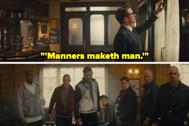 A man saying "Manners maketh man" to a group of boys