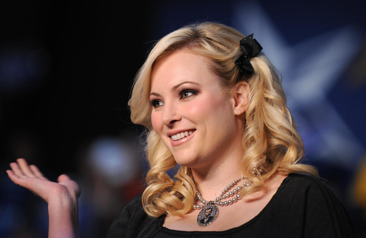 Meghan McCain, daughter of the Republican presidential candidate John McCain, speaks at a campaign rally at Otterbein College in Westerville, Ohio on October 19, 2008.    AFP PHOTO Robyn BECK (Photo credit should read ROBYN BECK/AFP/Getty Images)