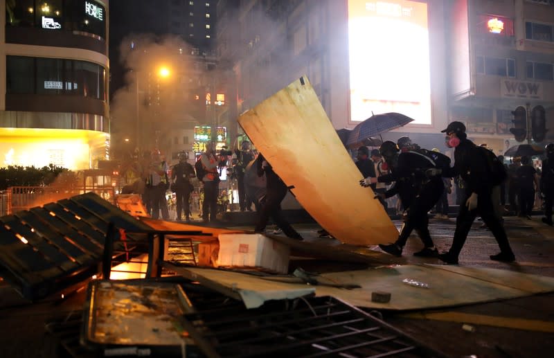 Anti-government demonstrators protest in Hong Kong