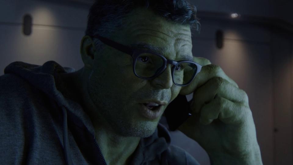 Smart Hulk speaking on phone in She-Hulk series