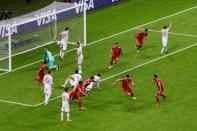 Soccer Football - World Cup - Group B - Iran vs Spain - Kazan Arena, Kazan, Russia - June 20, 2018 Iran's Saeid Ezatolahi celebrates scoring a goal that is later disallowed following a VAR review REUTERS/John Sibley