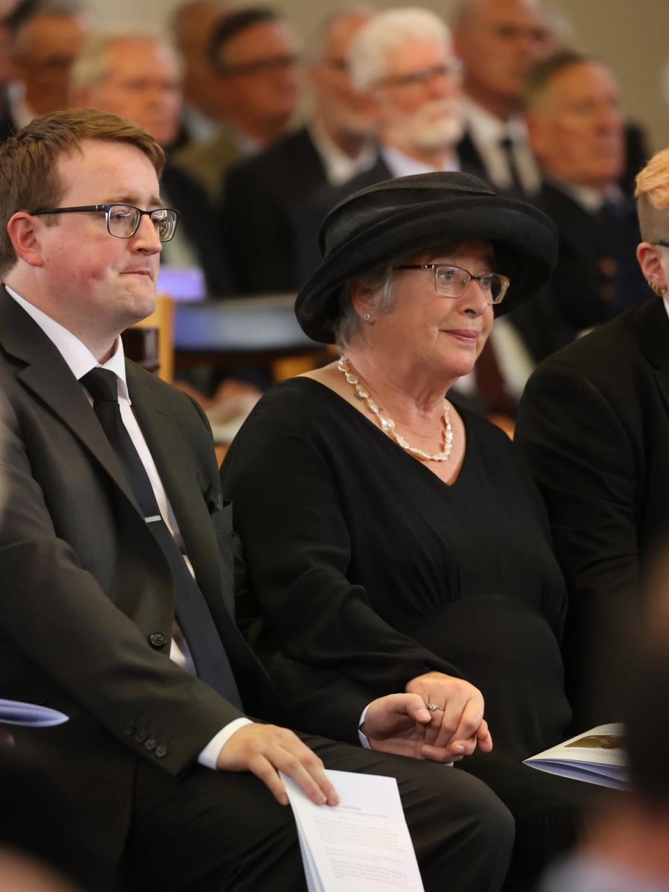 Lady Daphne Trimble sat in the front row with son Nicholas (Liam McBurney/PA) (PA Wire)