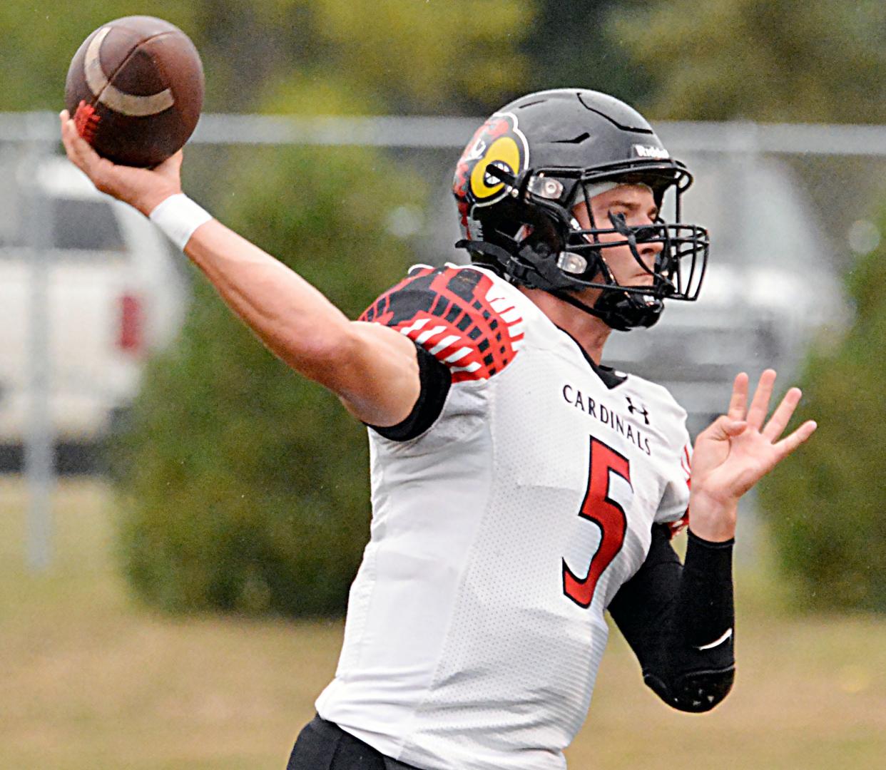 Quarterback Trey Maaland will lead the Deuel Cardinals into a Class 11B quarterfinal playoff game tonight (Thursday) at two-time defending state champion and top-rated Winner at 6 p.m.
