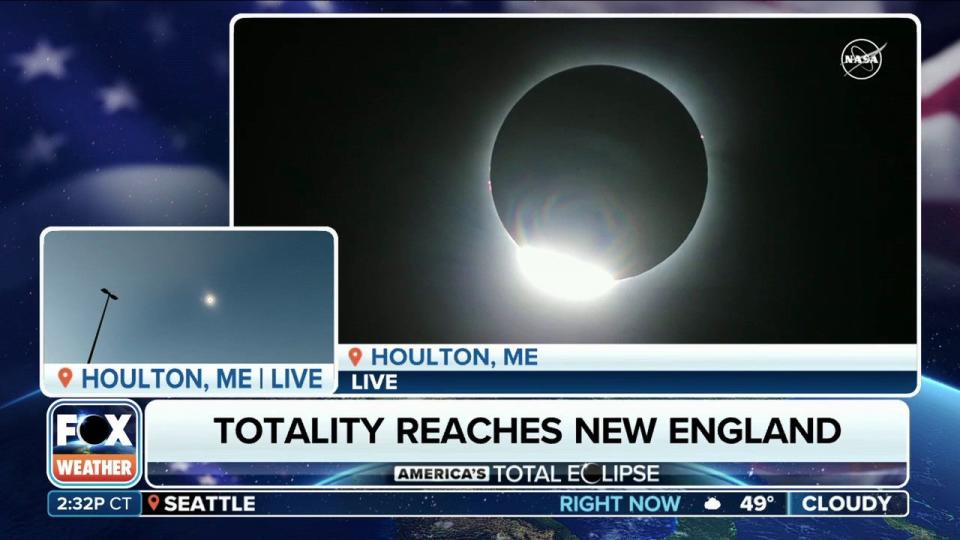 The diamond ring effect as seen from Houlton, Maine.