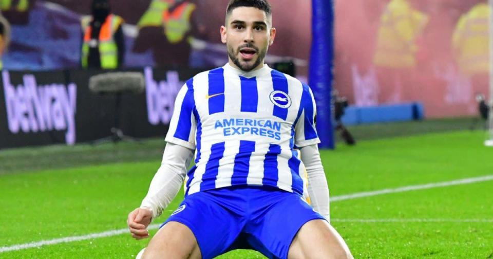 Brighton striker Neal Maupay celebrates his goal Credit: PA Images