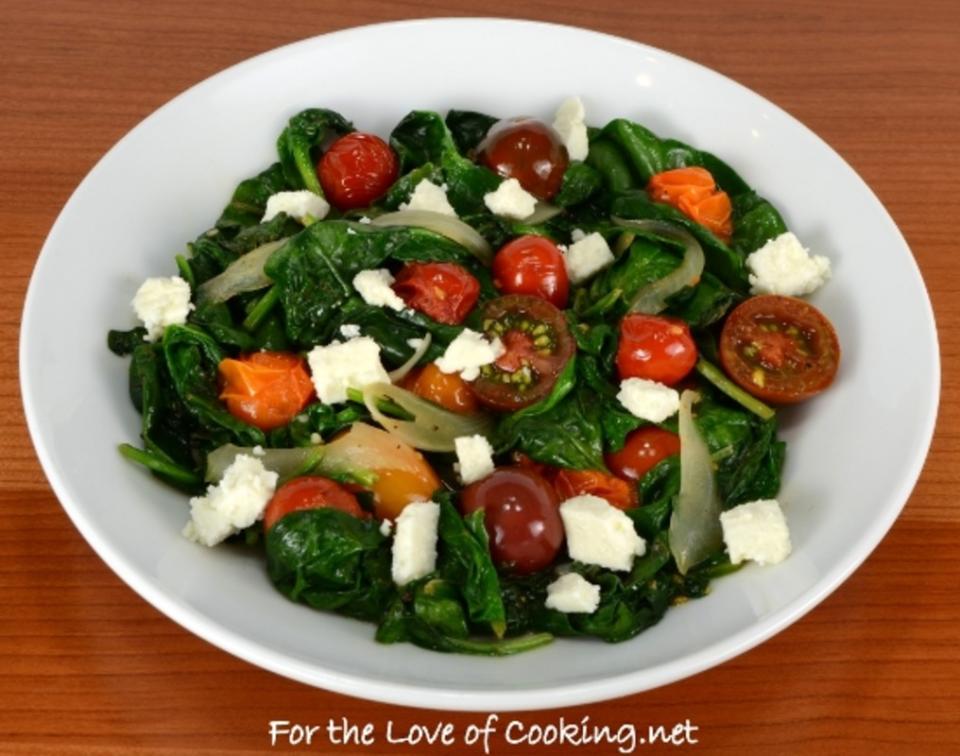 <p>For the Love of Cooking</p><p>Sweet heirloom tomatoes sing with the tangy lemon and salty feta.</p><p><strong>Get the recipe: <a href="http://www.fortheloveofcooking.net/2014/09/lemony-spinach-saute-with-heirloom-tomatoes-and-feta-cheese.html" rel="nofollow noopener" target="_blank" data-ylk="slk:Lemony Spinach Sauté with Heirloom Tomatoes and Feta Cheese;elm:context_link;itc:0;sec:content-canvas" class="link ">Lemony Spinach Sauté with Heirloom Tomatoes and Feta Cheese</a></strong></p>