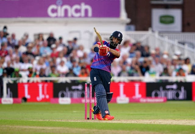 Moeen Ali in action 