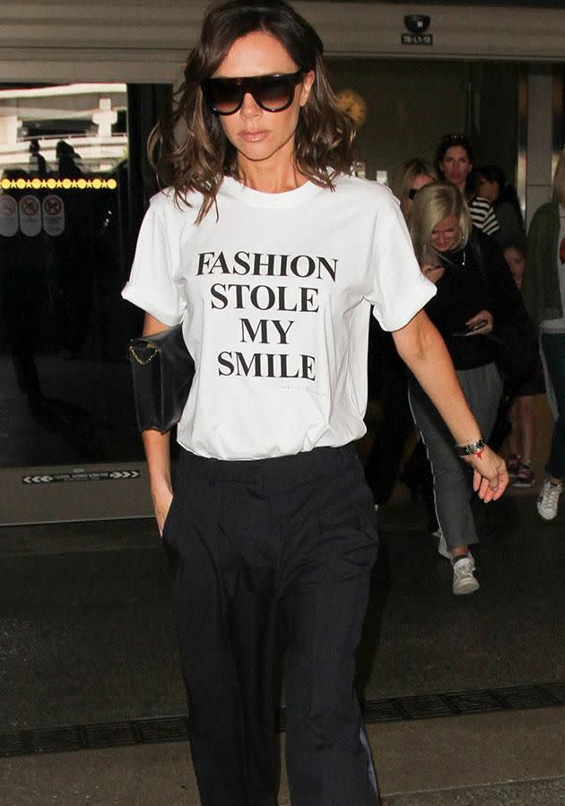 Posh isn't sad, she's just not smiling! Source: Getty
