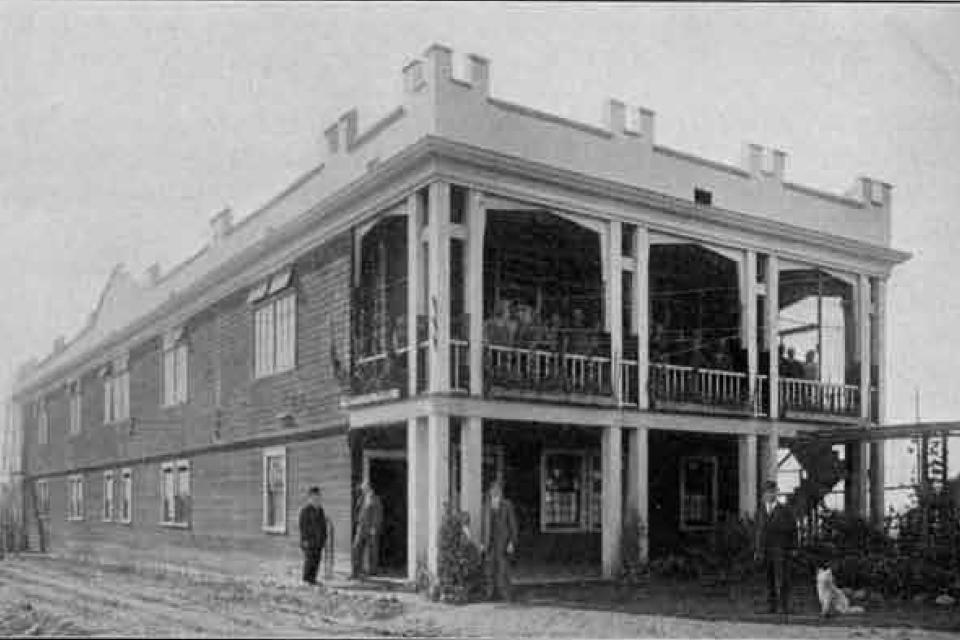 In this 1912 image provided by the Alaska State Library is the entrance to the men's pavilion at Morningside Hospital in Portland, Ore. Volunteers have spent years digging through old records to identify about 5,500 Alaskans who were committed to a mental hospital in Oregon before Alaska gained statehood. (Alaska State Library, Historical Collections via AP)