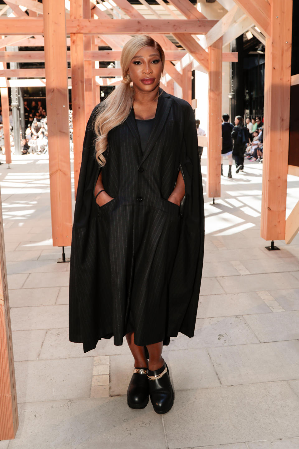 Serena Williams, clogs, Sacai, Paris Fashion Week, leather, designer, front row