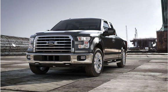 Front view of a black Ford F-150