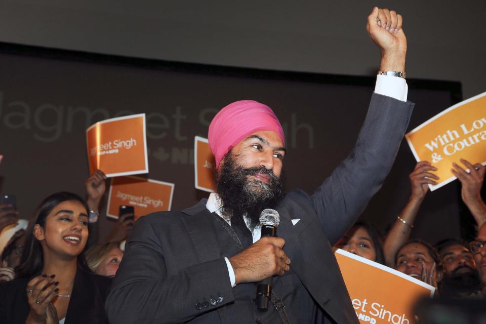 Jagmeet Singh celebrates his win as leader of the New Democratic Party on Oct. 1. 2017. (Photo: Andrew Francis Wallace/Getty Images)