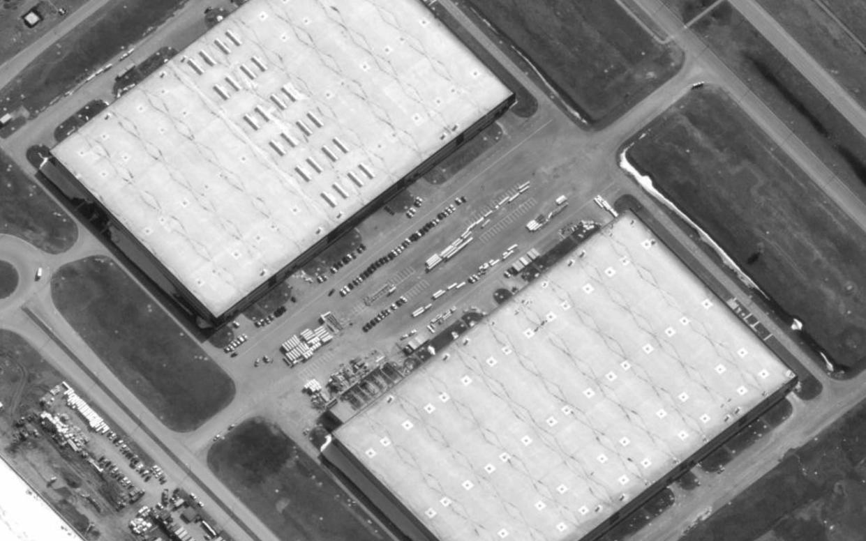 A satellite image shows a factory being built by Russia to mass-produce Iran-designed Shahed-136 drones - Maxar Technologies via AP