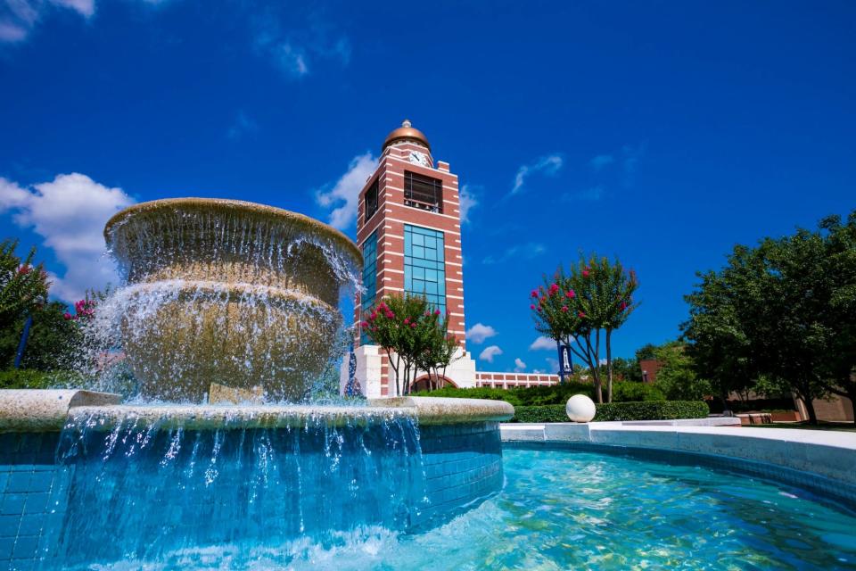 The bell tower at the University of Arkansas at Fort Smith.