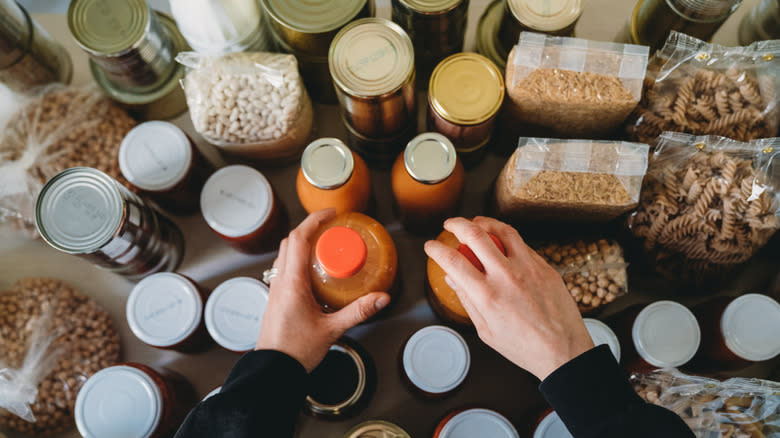 canned foods and bottles