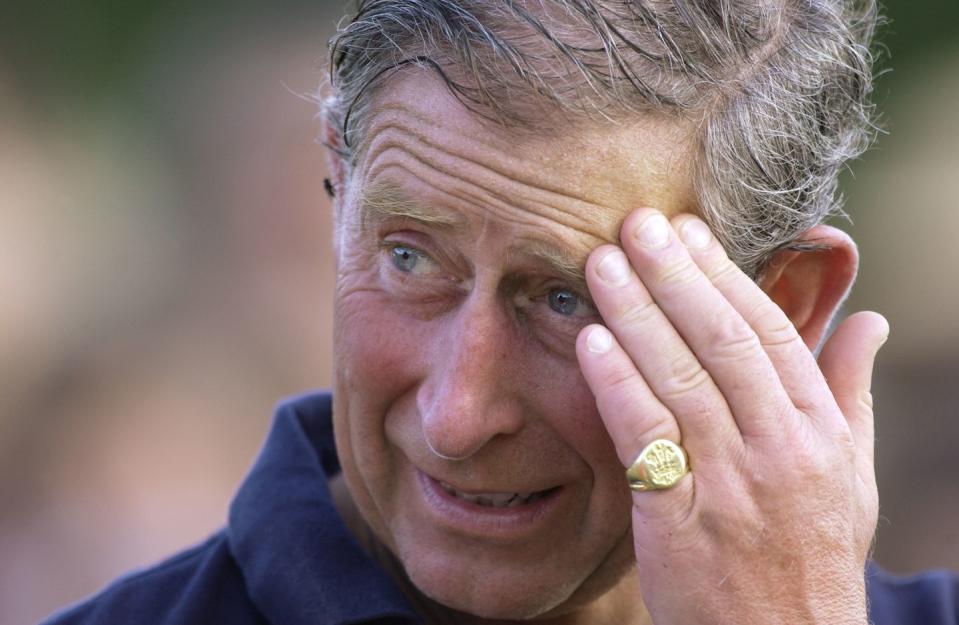 <p>For decades, Prince Charles has regularly worn his signature signet pinky ring. Here, he wore it to a charity polo match in July 2002. </p><p><strong>More:</strong> <a href="https://www.townandcountrymag.com/style/jewelry-and-watches/a36664150/signet-ring-royal-family-history/" rel="nofollow noopener" target="_blank" data-ylk="slk:Royals Wearing Signet Rings;elm:context_link;itc:0;sec:content-canvas" class="link ">Royals Wearing Signet Rings</a> </p>