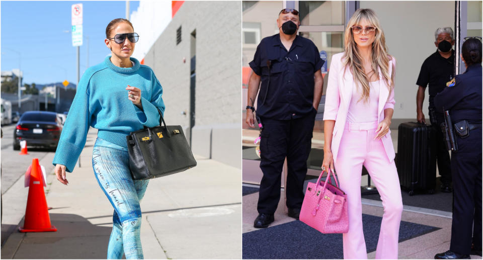 Jennifer Lopez and Heidi Klum with Birkin bags