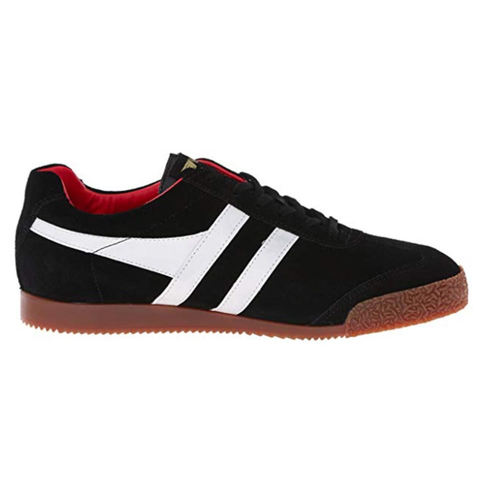 Gola Men's Harrier Sports Suede Lace Up Casual Low Top Retro Sneakers - Black/White - 11