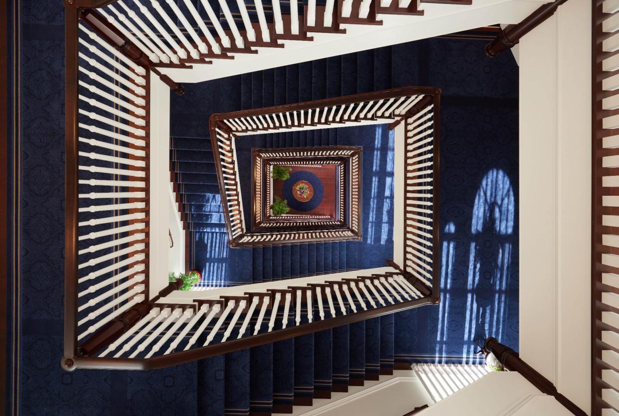 A view of the staircase inside the St. George Utah Temple.