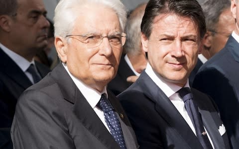 Italian Prime Minister Giuseppe Conte (R) and Italian President Sergio Mattarella (L) - Credit: FILIPPO ATTILI HANDOUT/EPA-EFE/REX