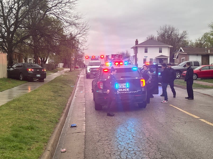 Auto-pedestrian accident near SW 31st St. and Blackwelder. Photo courtesy KFOR.