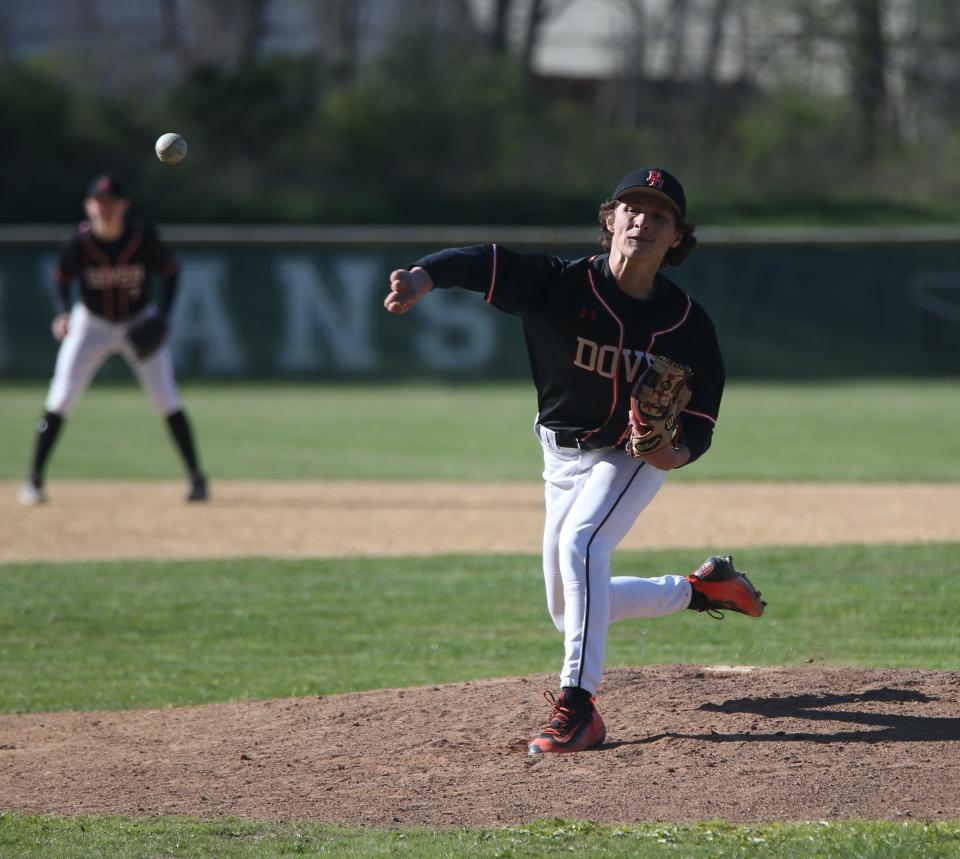 Dover's Alex Marino on the mound during Friday's game versus Spackenkill on April 29, 2022.