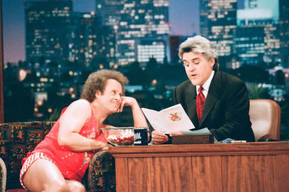 1997: Fitness personality Richard Simmons during an interview with host Jay Leno on February 14, 1997.