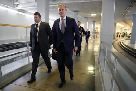 U.S. acting Secretary of Defense Shanahan walks through the subway system at the U.S. Capitol in Washington