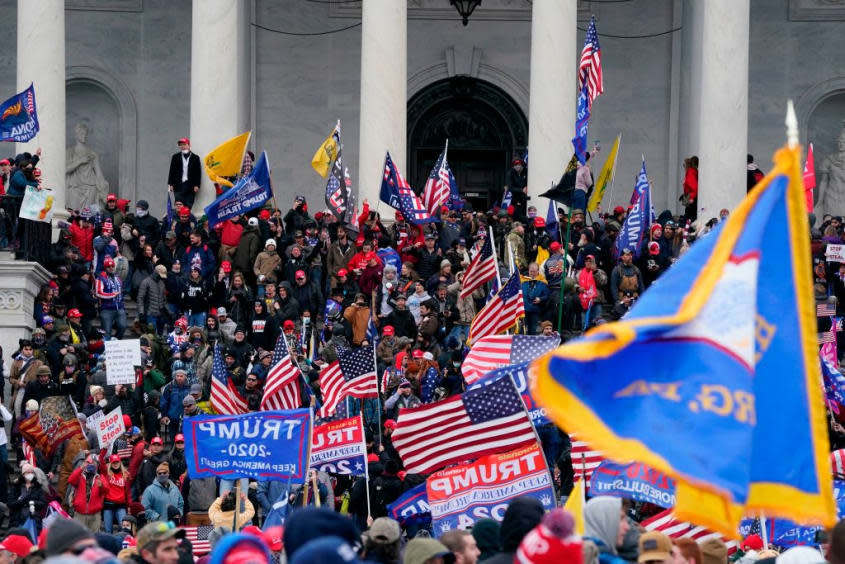 Rioters at the Capitol on Jan. 6.