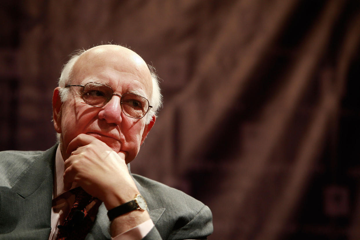 Former Federal Reserve Chairman Paul Volcker looks on at a forum on multilateralism and global issues at New York University March 25, 2009, in New York City. (Photo: Mario Tama via Getty Images)