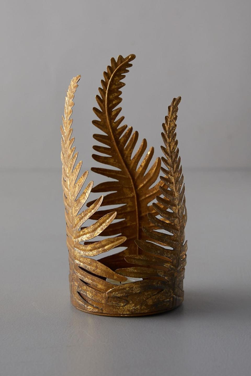 Golden Fern Candle Holder