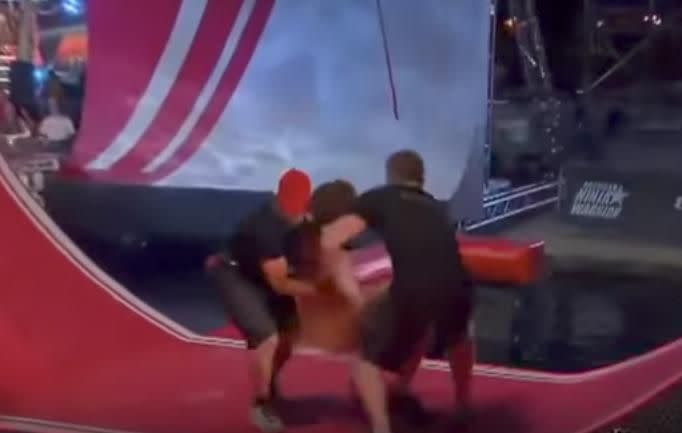 Sadly, he failed and was caught by security. It was fun while it lasted! Source: NBC / American Ninja Warrior