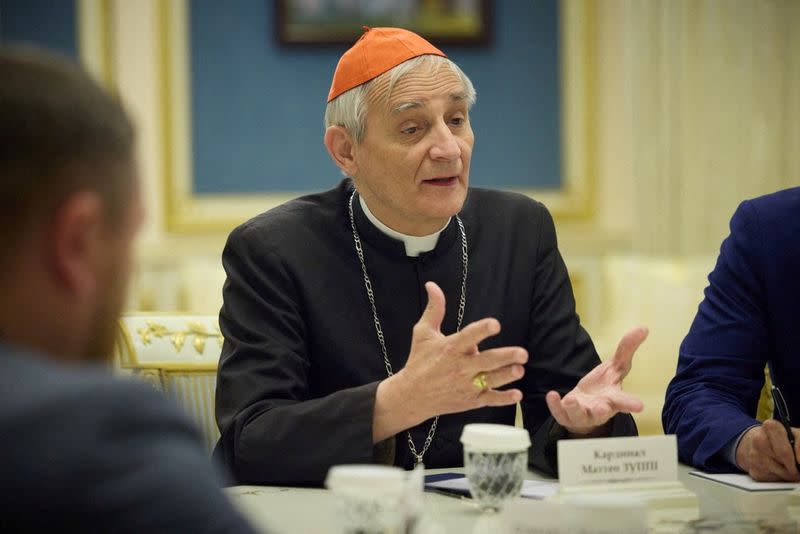 Italian Cardinal Zuppi attends a meeting with Ukraine's President Zelenskiy in Kyiv