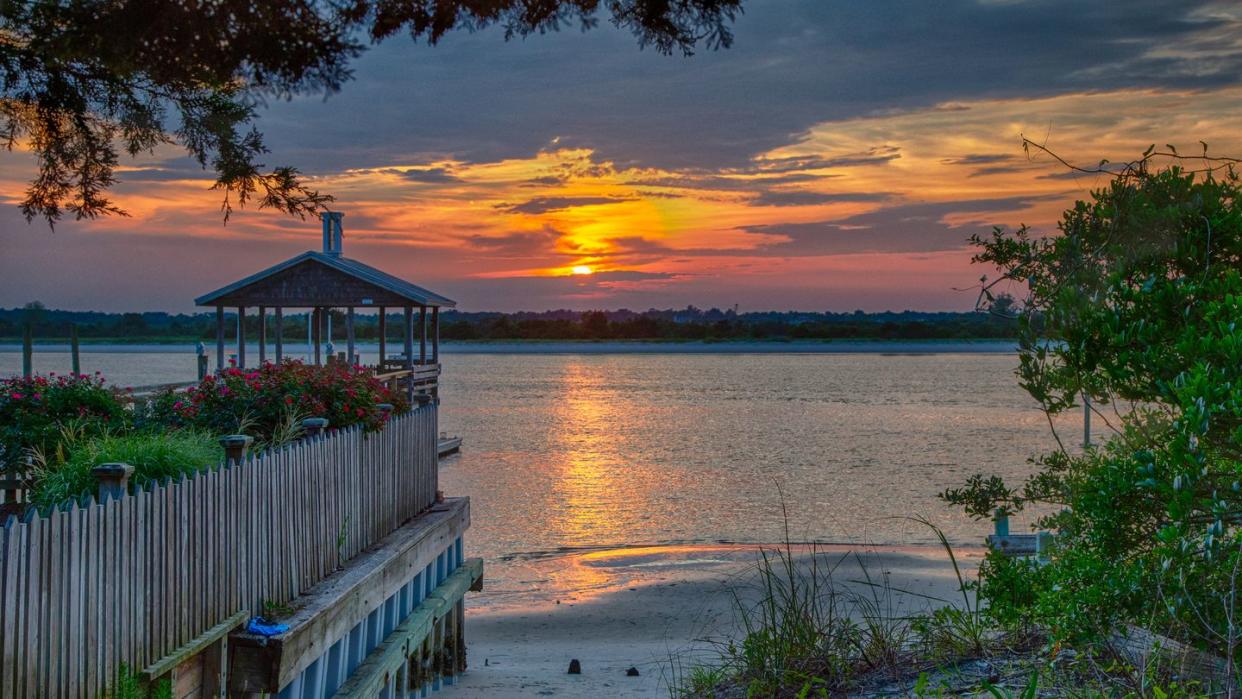 sunset over wrightsville beach, north carolina