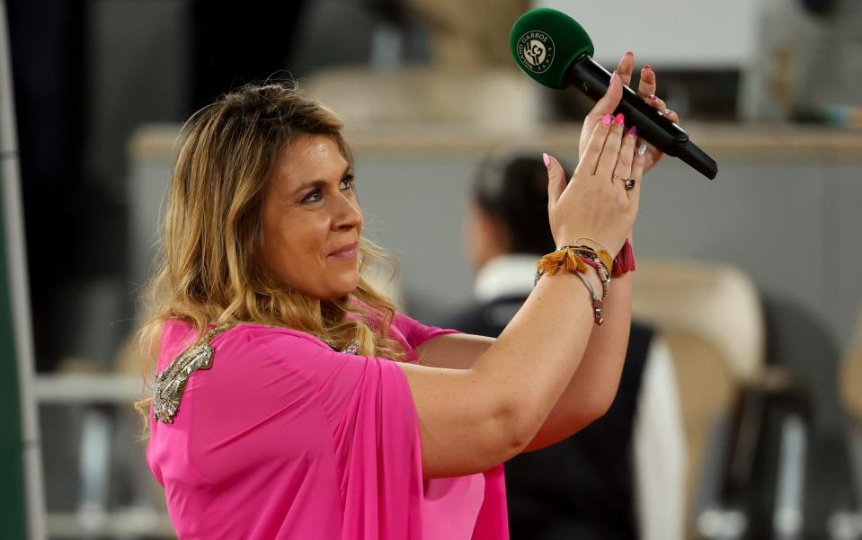 Marion Bartoli interviews Spaniard Carlos Alcaraz on the pitch during the French Open 2023 at Stade Roland Garros on June 6, 2023 in Paris - Getty Images/Jean Catuffe