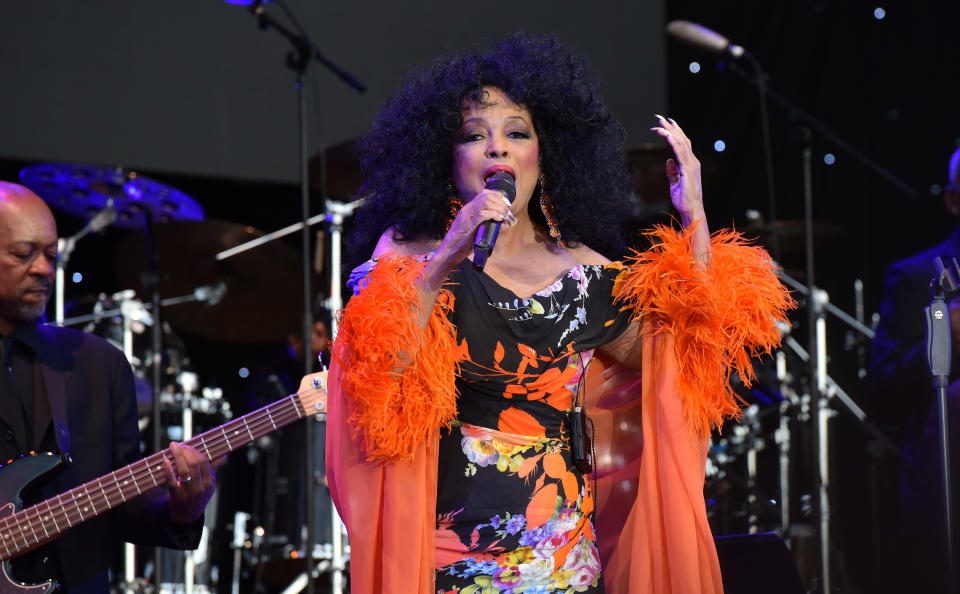 Diana Ross headlines on the Main Stage during Day 3 of the Cambridge Club Festival at Childerley Orchard on June 12, 2022 in Cambridge, England. (Photo by C Brandon/Redferns)