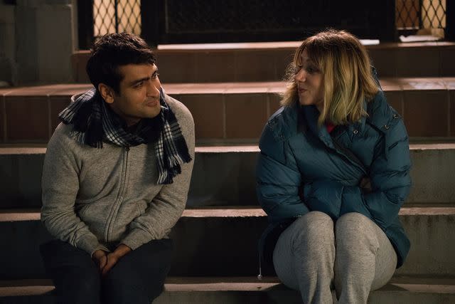 <p>Sarah Shatz/Apatow/Kobal/Shutterstock</p> Kumail Nanjiani and Zoe Kazan in 'The Big Sick'.