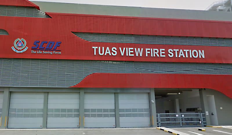 The Tuas View Fire Station where Corporal Kok Yuen Chin died during a celebration for his impending ORD on 13 May, 2018. (Google Street View screengrab)
