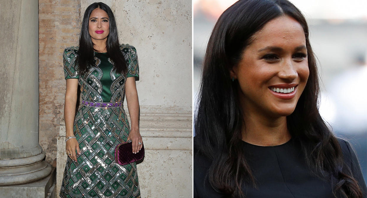 Salma Hayek didn't tell anyone about Meghan guest editing British Vogue. [Photo: Getty]