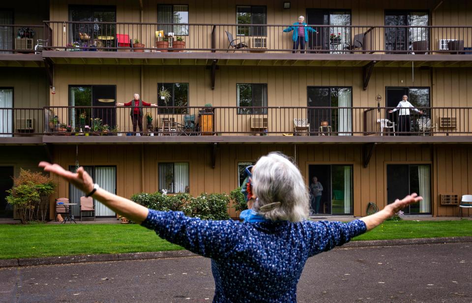 In a time of coronavirus, people with balconies are making the most of them, like this class of Balcony Boogie. But few apartments have them.