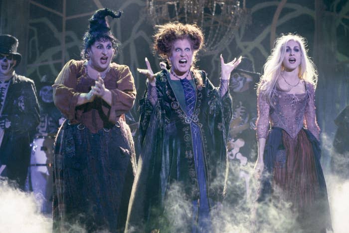 Bette Midler, Kathy Najimy, and Sarah Jessica Parker as the Sanderson Sisters