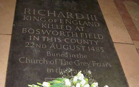 A memorial stone for Richard III at Leicester Cathedral - Credit: University of Leicester/PA