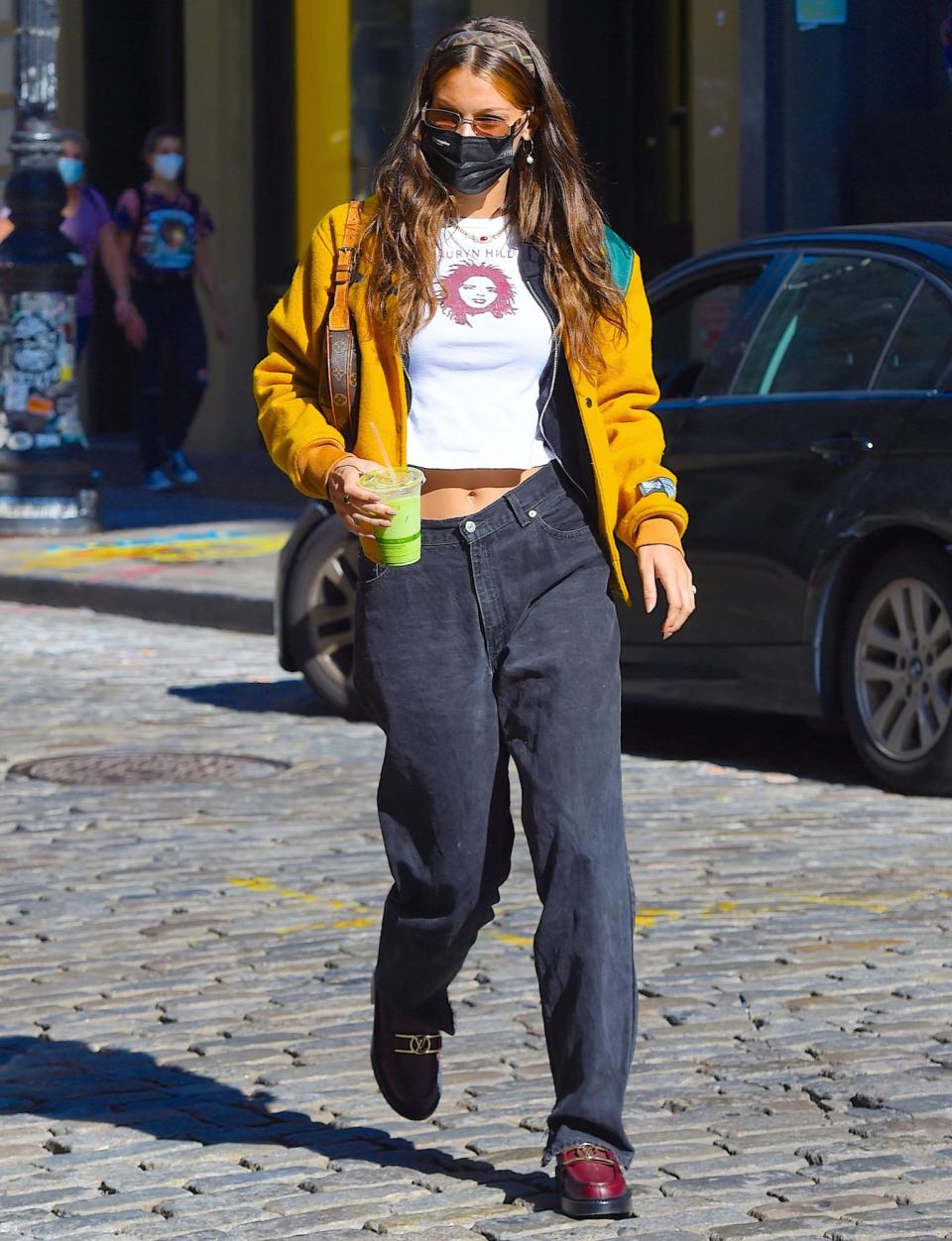 <p>Bella Hadid shows off her street style while out and about in N.Y.C. on Tuesday.</p>