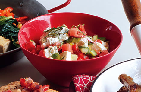 Chopped Vegie Salad with Watermelon and Feta Cheese