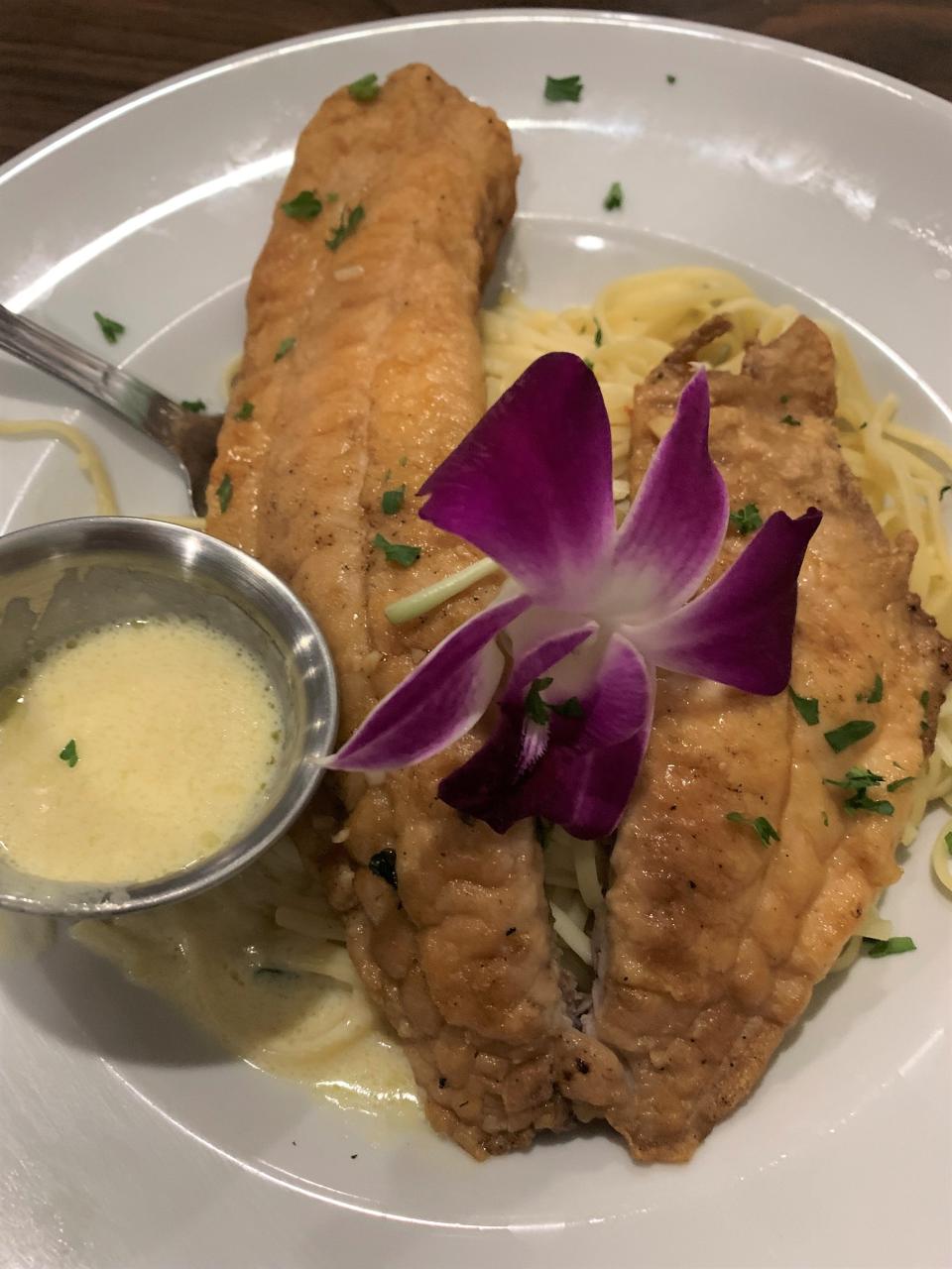 The catch of the day at 12A Buoy was delicious, sweet, pan-seared Sheepshead with a lemon butter sauce.