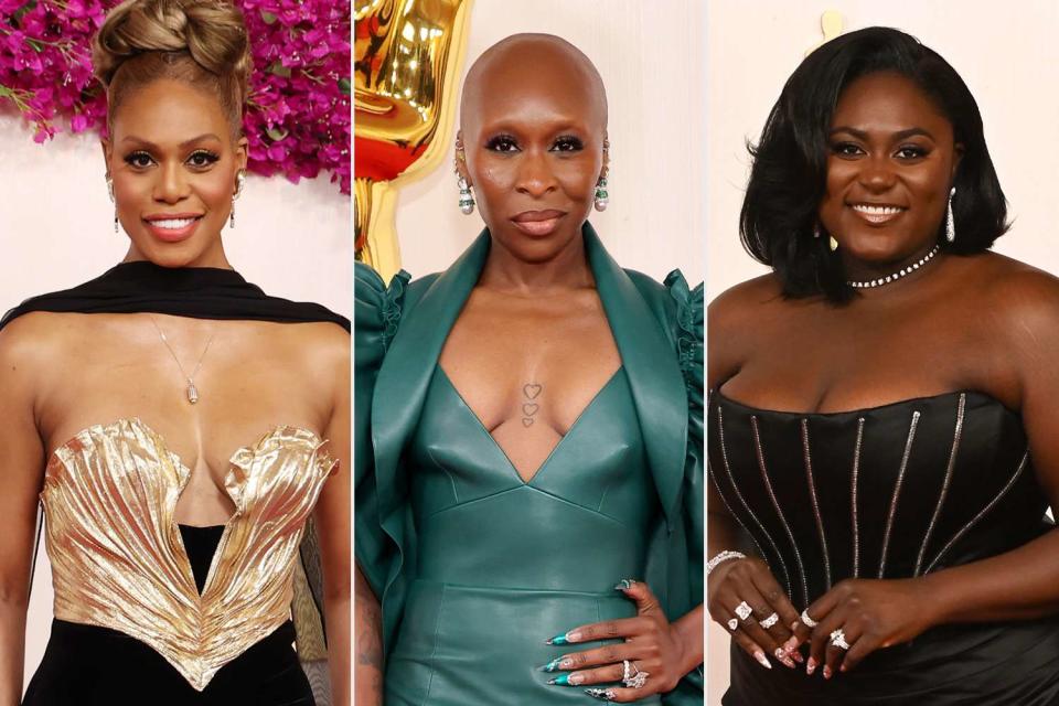 <p>Mike Coppola/Getty;David Fisher/Shutterstock</p> From left: Laverne Cox, Cynthia Erivo and Danielle Brooks at the 2024 Oscars.